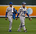 Ervin Santana and Salvador Pérez on May 7, 2013