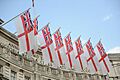 Flags Saint George's Day 2011 in Trafalgar Square, London