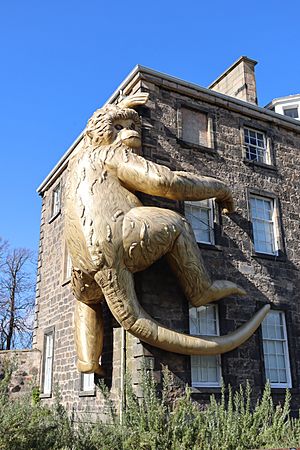 Golden monkey on Inverleith House, Edinburgh by artist Lisa Roet 01