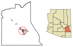 Location of Thatcher in Graham County, Arizona