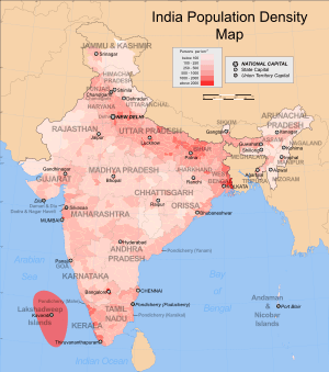 India population density map en