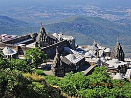 Jain temples on Girnar mountain aerial view