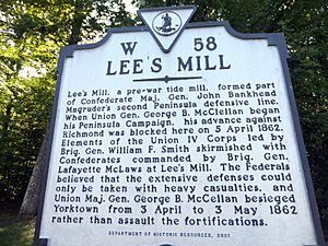 Lee's Mill Marker, 1862