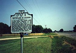 Birthplace of Madison, historic marker on U.S. 301