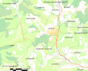 Map of the commune of Lodève