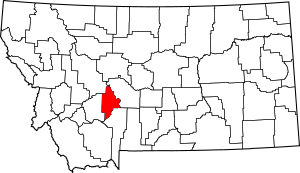 Map of Montana highlighting Broadwater County