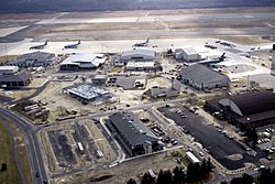 An aerial view of McGuire AFB in 1997