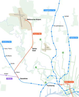 Melbourne Airport Rail link map