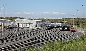 New trains outside Hitachi's Newton Aycliffe facility