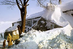 Old farm at Overtown in deep snow in 1963