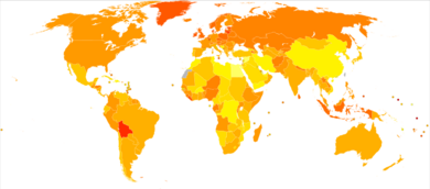 Ovary cancer world map - Death - WHO2004