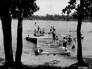 Photograph of Swimming at Crystal Lake in Wellston, Michigan - NARA - 2128104