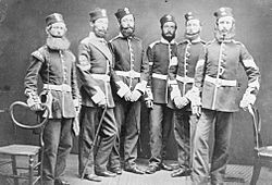 Six soldiers of the Light Infantry Company, 65th Regiment