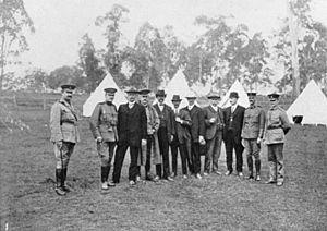 StateLibQld 1 178907 Hon. Andrew Fisher and his party visit the Army camp, 1914