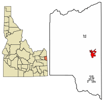 Location of Driggs in Teton County, Idaho
