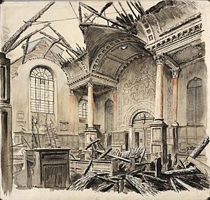 The Church of St Anne and St Agnes, Gresham Street, EC2, 1941 (Art.IWM ART LD 1233)