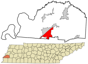 Tipton County Tennessee incorporated and unincorporated areas Atoka highlighted