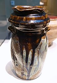 Vase, Japan, Karatsu kilns, Momoyama period, 1596-1615, stoneware, iron and rice-straw-ash glazes - Freer Gallery of Art - DSC04764