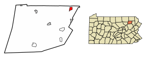 Location of Nicholson in Wyoming County, Pennsylvania.