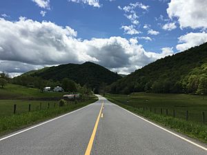 2016-05-19 14 59 04 View west along Virginia State Route 84 (Mill Gap Road) between Wade Woods Lane and Virginia State Route 604 in Mill Gap, Highland County, Virginia.jpg