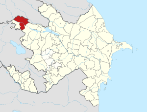 Map of Azerbaijan showing Aghstafa District