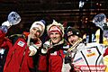 Andreas Kofler, Thomas Morgenstern, Adam Małysz Oslo 2011 medal ceremony (men individual, normal hill)