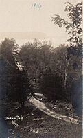 Car near the top of a dirt road Ephraim Wisconsin