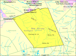 Census Bureau map of Woodland Township, New Jersey