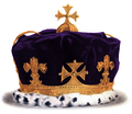 Austere golden coronet with one arch dipped in the centre