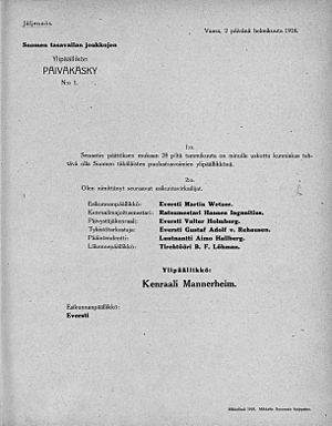 Establishment of the Finnish Defence Forces with day order no 1