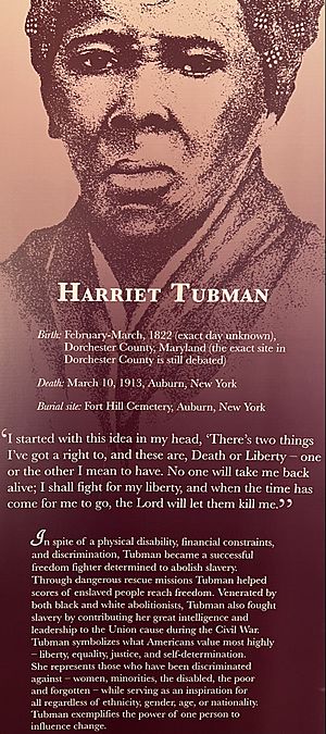 Harriet Tubman, in the National Abolition Hall of Fame and Museum