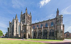 Hereford Cathedral Exterior from NW, Herefordshire, UK - Diliff