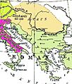 Historical map of the Balkans around 582-612 AD