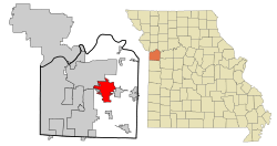 Location of Blue Springs, Missouri