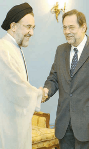 Javier Solana and Mohammad Khatami - Tehran - July 29, 2002