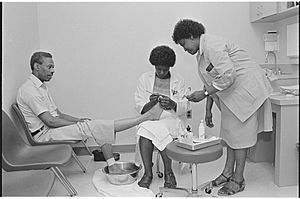 Joyce nichols and Shirley Thompson treat a patient