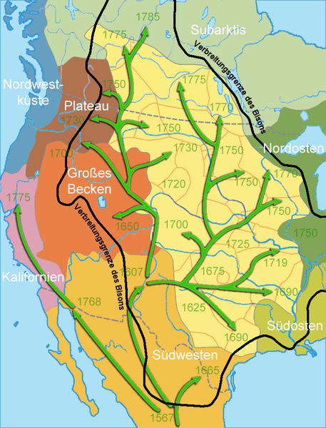 Karte-Prärie-Indianer-Pferd-und-Bison
