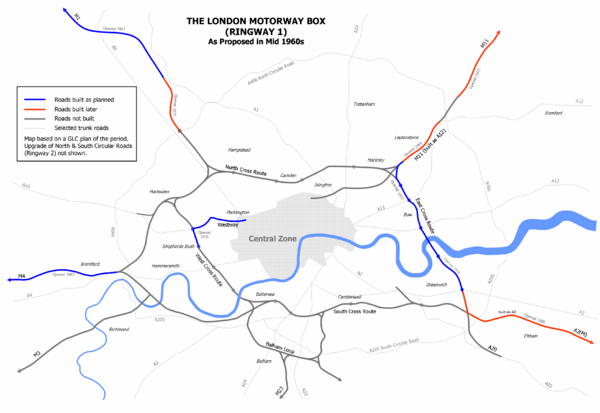 London Motorway Box 1960s Plan