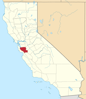 Map of California highlighting Santa Clara County