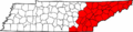 Map of East Tennessee counties