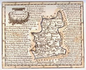 Mapa de Estremadura, por Tomás López (1756)