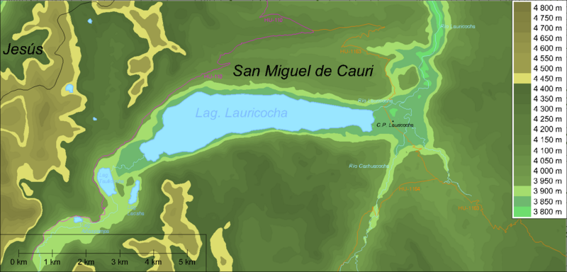 Mapa de la Laguna Lauricocha