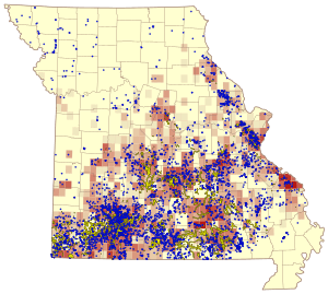 Missouri karst feature distribution v1