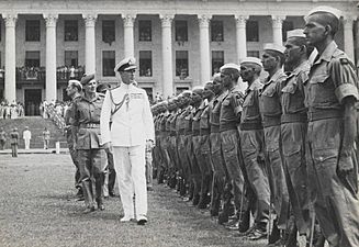 Mountbatten inspects Indian troops at Singapore 1945
