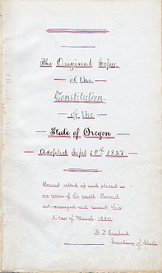 Oregon Constitution 1857 title page