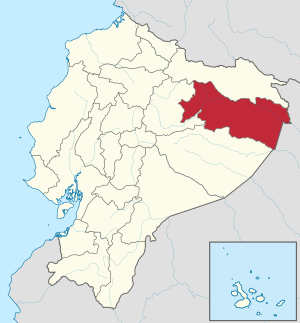 Location of Orellana Province in Ecuador.