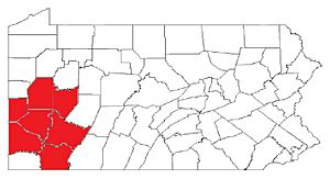 Map of the Pittsburgh MSA within Pennsylvania