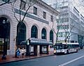 Portland transit mall bus stop in front of Bank of California Building in January 2007