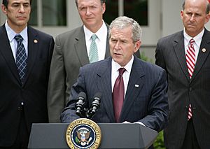 President George W Bush delivers remarks before signing the FISA Amendments Act of 2008