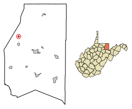 Location of Masontown in Preston County, West Virginia.